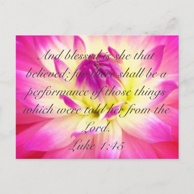 Blessed Is She Who Believed Postcard (Front)