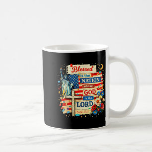 Blessed is the nation god is lord patriotic faith coffee mug