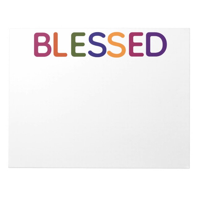 Blessed Jewel Tone Block Print 11 x 8.5 Notepad (Front)