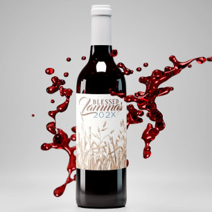 Blessed Lammas Rustic Dried Leaves Harvest Wine Label