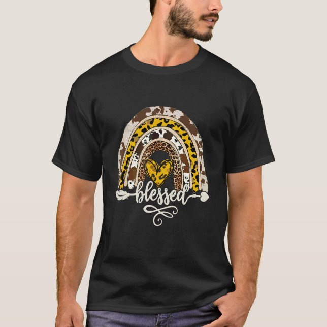 Blessed Leopard Rainbow Funny Christian Easter Day T-Shirt (Front)