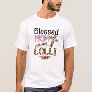 Blessed Lolli Leopard Womens Floral Lolli Mothers T-Shirt