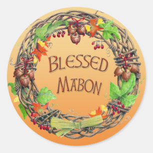 Blessed Mabon Wreath Classic Round Sticker