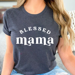 Blessed mama 70s Retro pregnancy reveal Black T-Shirt