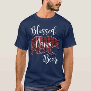 Blessed Mama Bear Red Tartan Plaid Pattern Mum Mot T-Shirt
