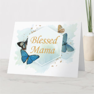 Blessed Mama: Colourful Watercolor Butterfly Proud Thank You Card