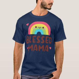 Blessed Mama Cute Rainbow And Hearts T-Shirt