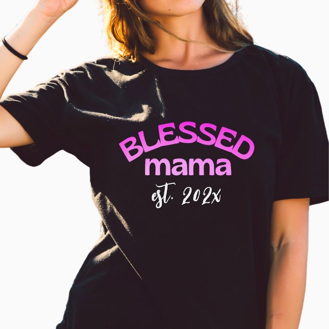 Blessed Mama Established Year Gradient Pink T-Shirt (Creator Uploaded)