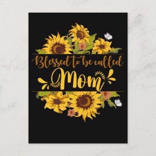 Blessed Mama Family Mother's Day Sunflower Mum Postcard