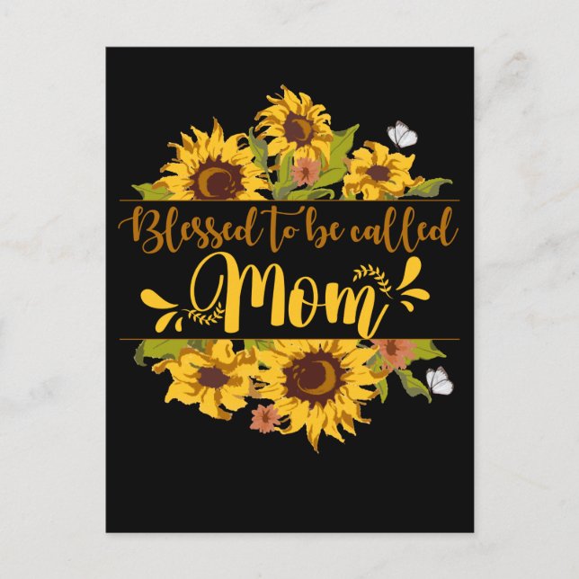Blessed Mama Family Mother's Day Sunflower Mum Postcard (Front)