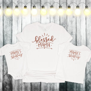 Blessed Mama, Mummy and Me Customisable Colour T-Shirt
