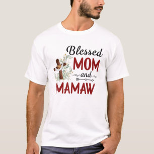 Blessed Mamaw For Women Flower Decor Mamaw T-Shirt