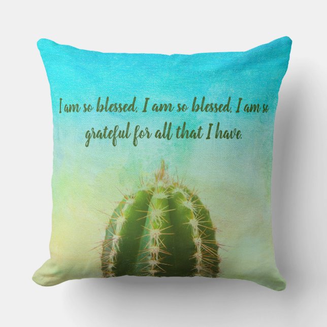 Blessed Mantra With Customisable Text  Throw Pillo Cushion (Front)