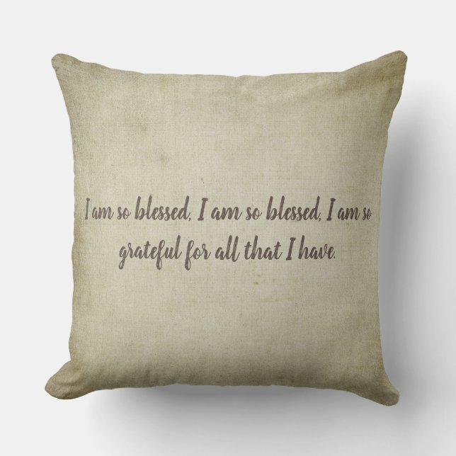 Blessed Mantra With Customisable Text Throw Pillow (Front)