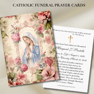 Blessed Mary Catholic Funeral Memorial Holy Card -