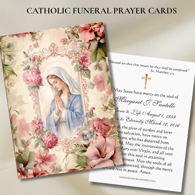 Blessed Mary Catholic Funeral Memorial Holy Card - (Creator Uploaded)
