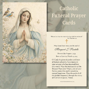Blessed Mary Catholic Funeral Memorial Holy Card -