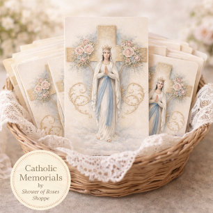 Blessed Mary Catholic Funeral Memorial Holy Card -