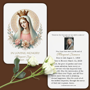 Blessed Mary Catholic Funeral Memorial Holy Card -