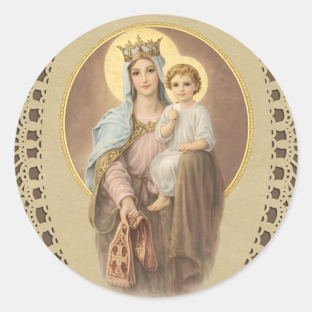 Blessed Mary Mother of Priests Jesus Eucharist Classic Round Sticker (Front)