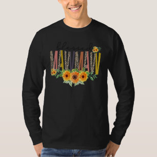 Blessed Mawmaw Half Leopard Cute Sunflower Mother' T-Shirt