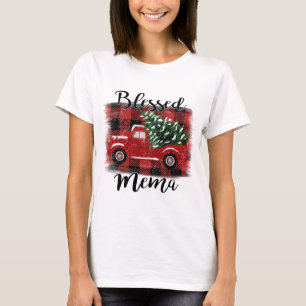 Blessed Mema Red Truck Vintage Christmas Tree T-Shirt