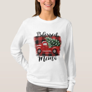 Blessed Mema Red Truck Vintage Christmas Tree T-Shirt