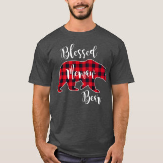 Blessed Memaw Bear Red Buffalo Check Plaid Fun Gra T-Shirt