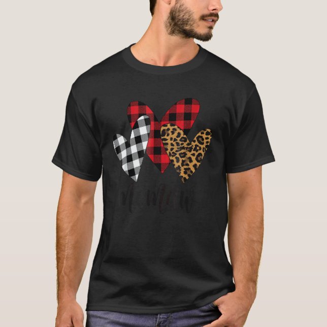 Blessed memaw leopard Buffalo Plaid memaw   T-Shirt (Front)
