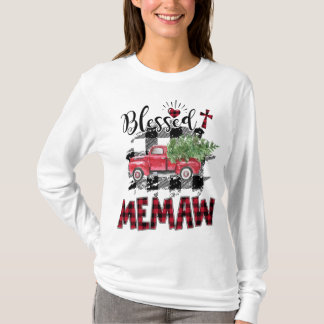 Blessed Memaw Red-plaid Christmas T-Shirt