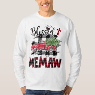 Blessed Memaw Red-plaid Christmas T-Shirt