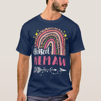 Blessed MemawPink Rainbow Leopard Mum Mothers Day  T-Shirt