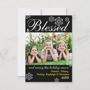 Blessed & Merry Black Snowflakes-3x5Christmas Card