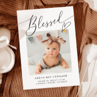 Blessed Minimalist Heart Baby Photo Birth