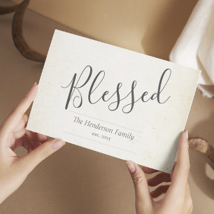 Blessed Minimalist Personalised Typography Note Card