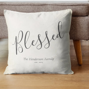 Blessed Minimalist Personalized Typography Cushion