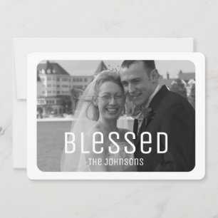 Blessed Minimalist Photo Custom Christmas Card