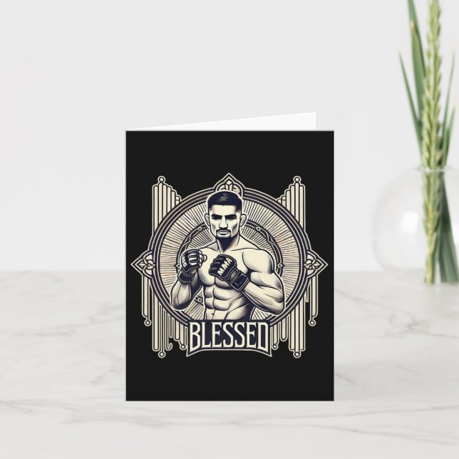 Blessed Mma Bjj Kickboxing Muay Thai Boxing Cage F Card (Front)