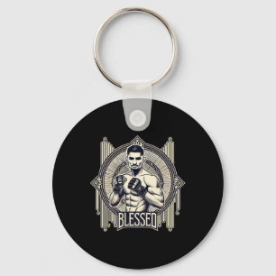 Blessed Mma Bjj Kickboxing Muay Thai Boxing Cage F Key Ring