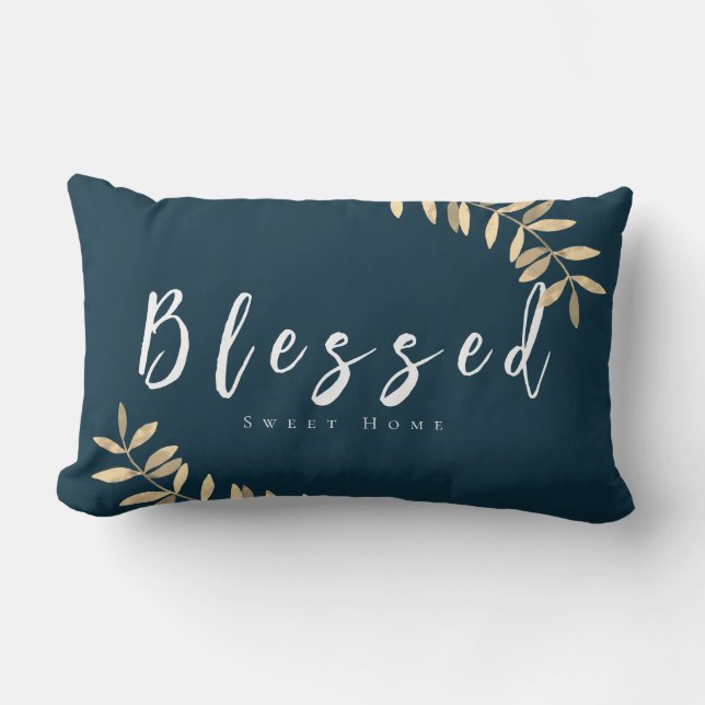 Blessed Modern Blue Lumber Pillow (Front)