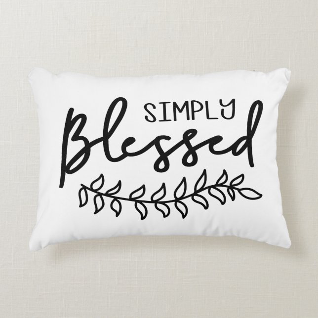 Blessed Modern Farmhouse Black White Personalized Decorative Cushion (Front)