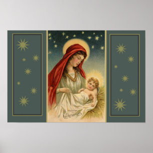 Blessed Mother holding the Child Jesus Christmas Poster