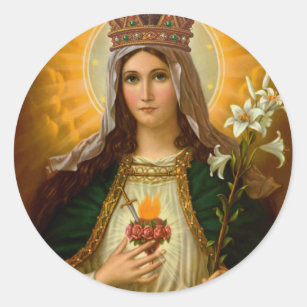 Blessed Mother Immaculate Heart of Mary Picture Classic Round Sticker