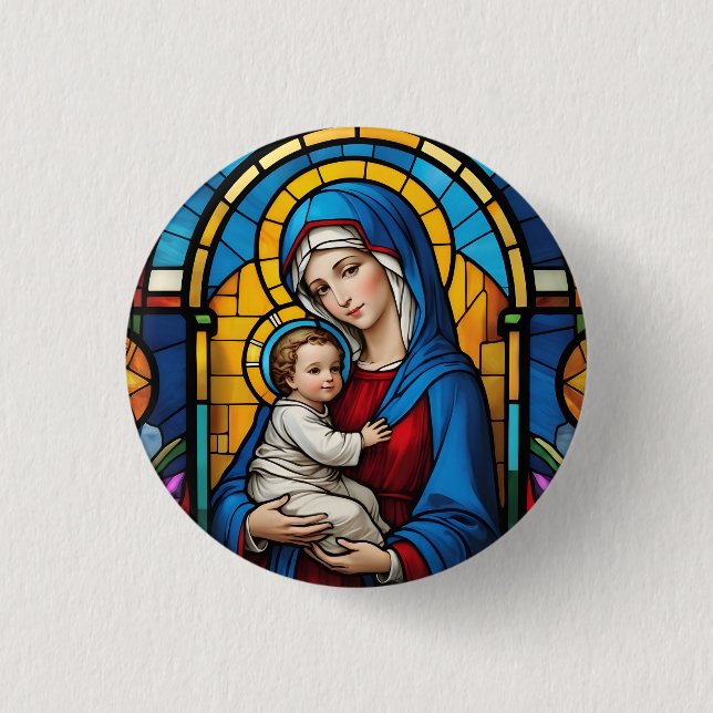 Blessed Mother Mary and Baby Jesus - Virgin Mary 3 Cm Round Badge (Front)