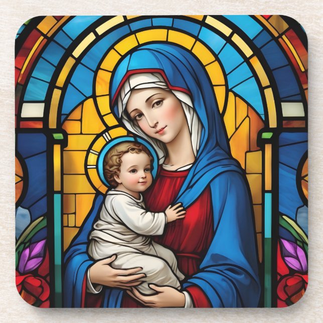 Blessed Mother Mary and Baby Jesus - Virgin Mary Coaster (Front)