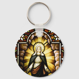 Blessed Mother Mary with a Circle of Stars Key Ring
