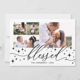 Blessed multi photo elegant star holiday card