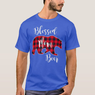 Blessed Mum Bear Buffalo Check Plaid Pattern Mama T-Shirt