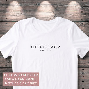 Blessed Mum Modern Mothers Day Custom Year Minimal Tri-Blend Shirt