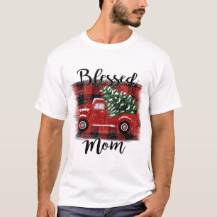 Blessed Mum Red Truck Vintage Christmas Tree T-Shirt